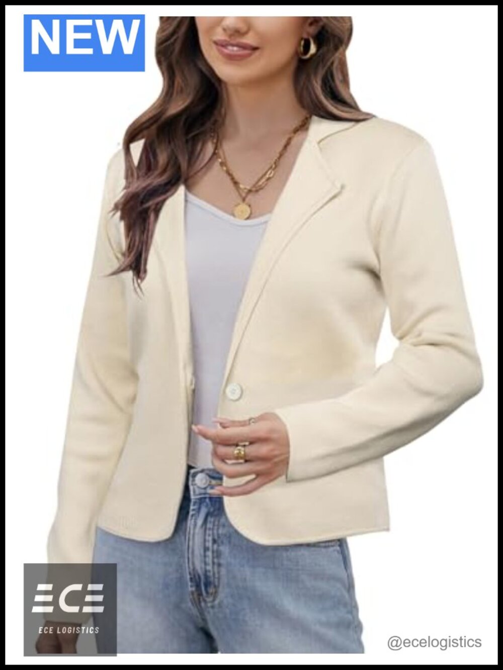 Sweater Blazer Knit Cropped Button Front Cardigan Work
